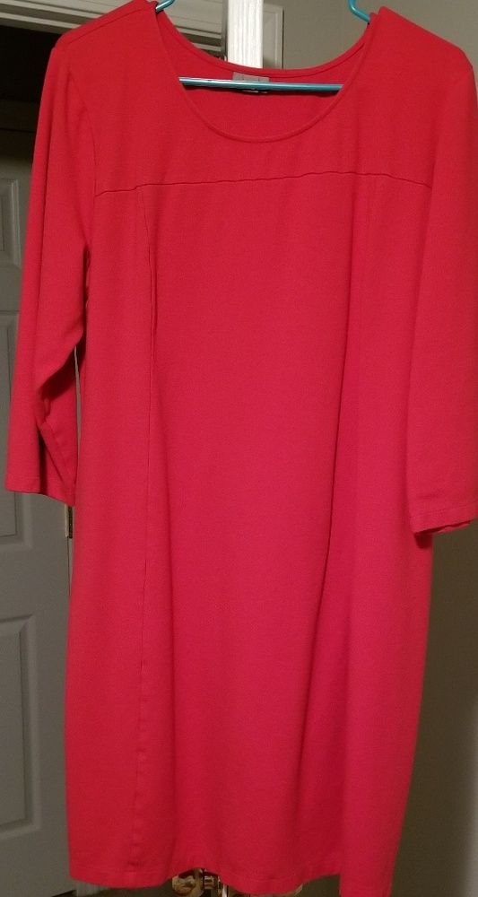 J.Jill Ponte Knit Red Dress 3/4 Sleeve